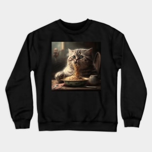 Funny design of a funny kitten who loves to eat Spaghetti Crewneck Sweatshirt